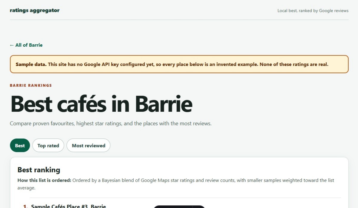 Ratings Explorer rendered from its source with clearly labelled sample data and no external API.